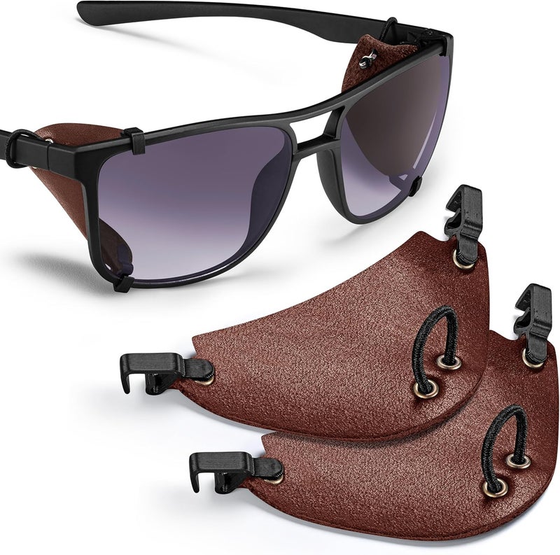 Handmade Premium Leather Side Shields for Sunglasses – & Removable, Sun & Wind Protection for Outdoor Eyewear - Image 1
